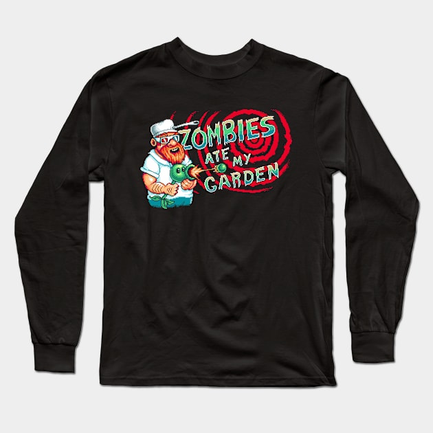 Zombies Ate My Garden Long Sleeve T-Shirt by stevenlefcourt